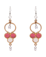 WHE Pink and White Repurposed Fabric and Wood Danglers