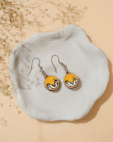WHE Yellow Repurposed Fabric and Wood Danglers