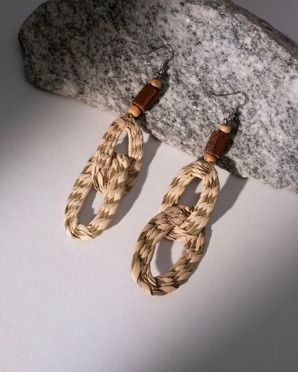 WHE Sabai Grass Handweaving Loop  Earrings