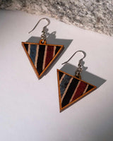 WHE Multicolor Ajrakh Repurposed Fabric and Wood Triangular Dangler