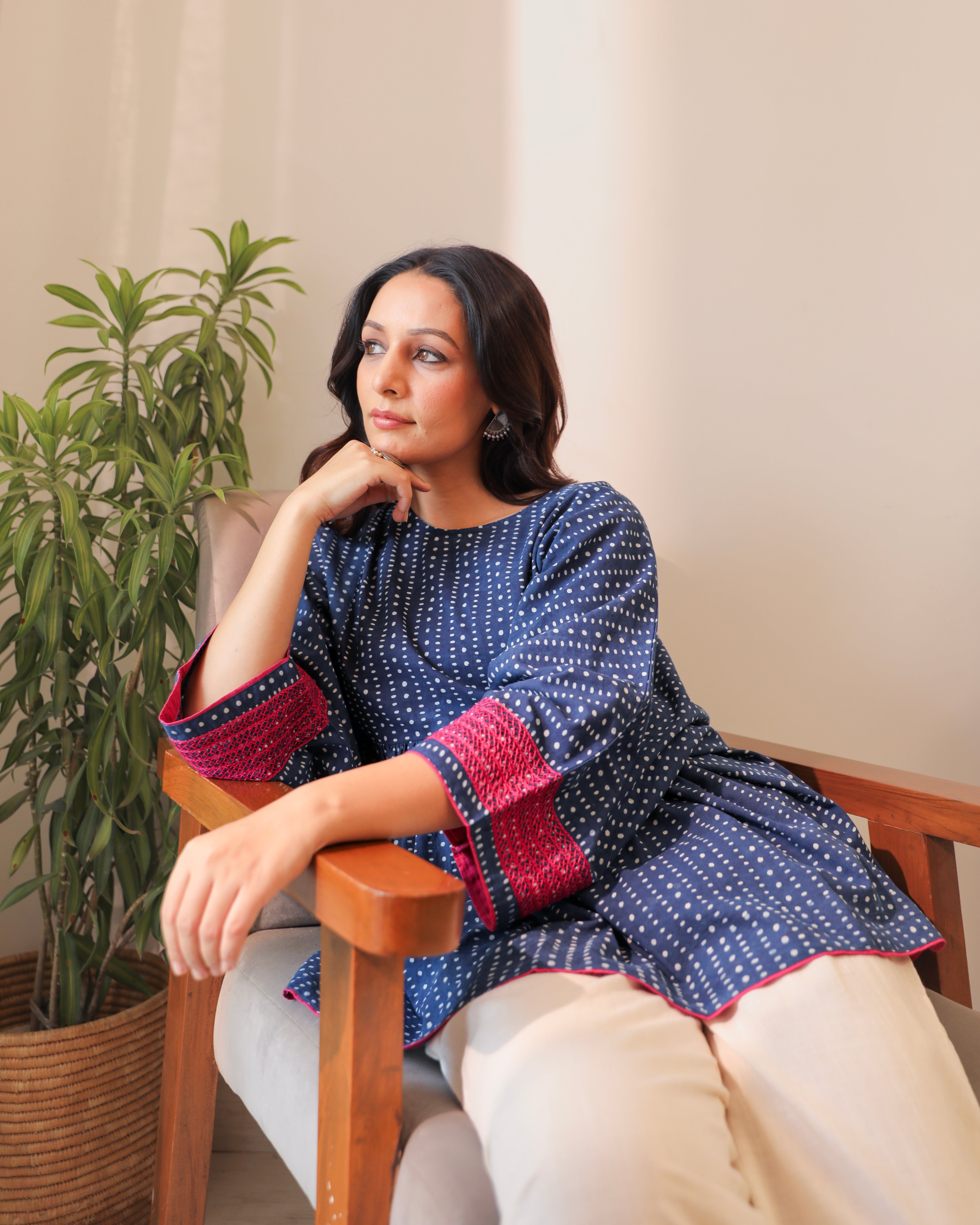 Chaaya Indigo Block Printed Relaxed Fit Top