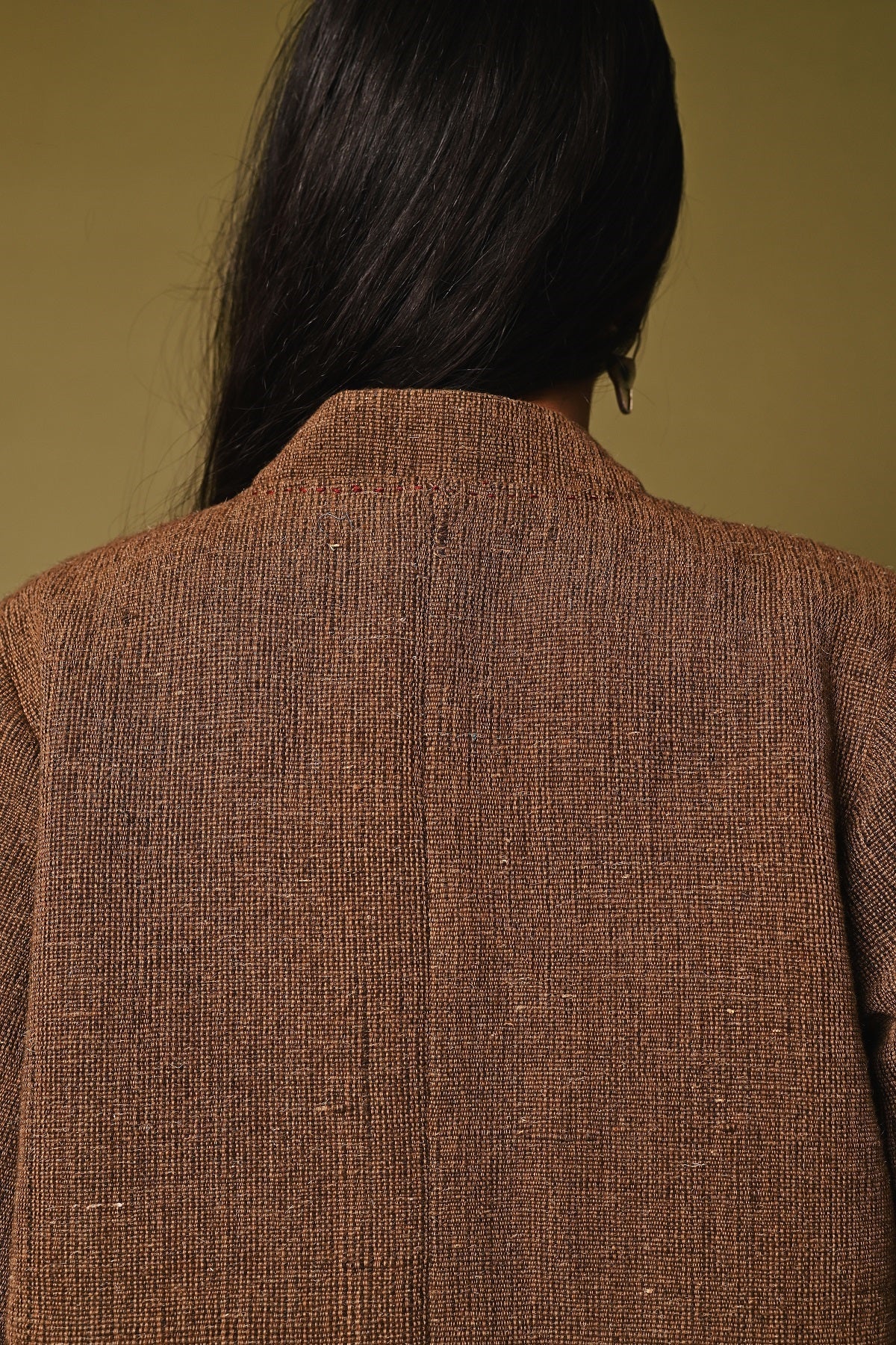 Dhaani Handwoven Brown Full Sleeve Woolen Jacket