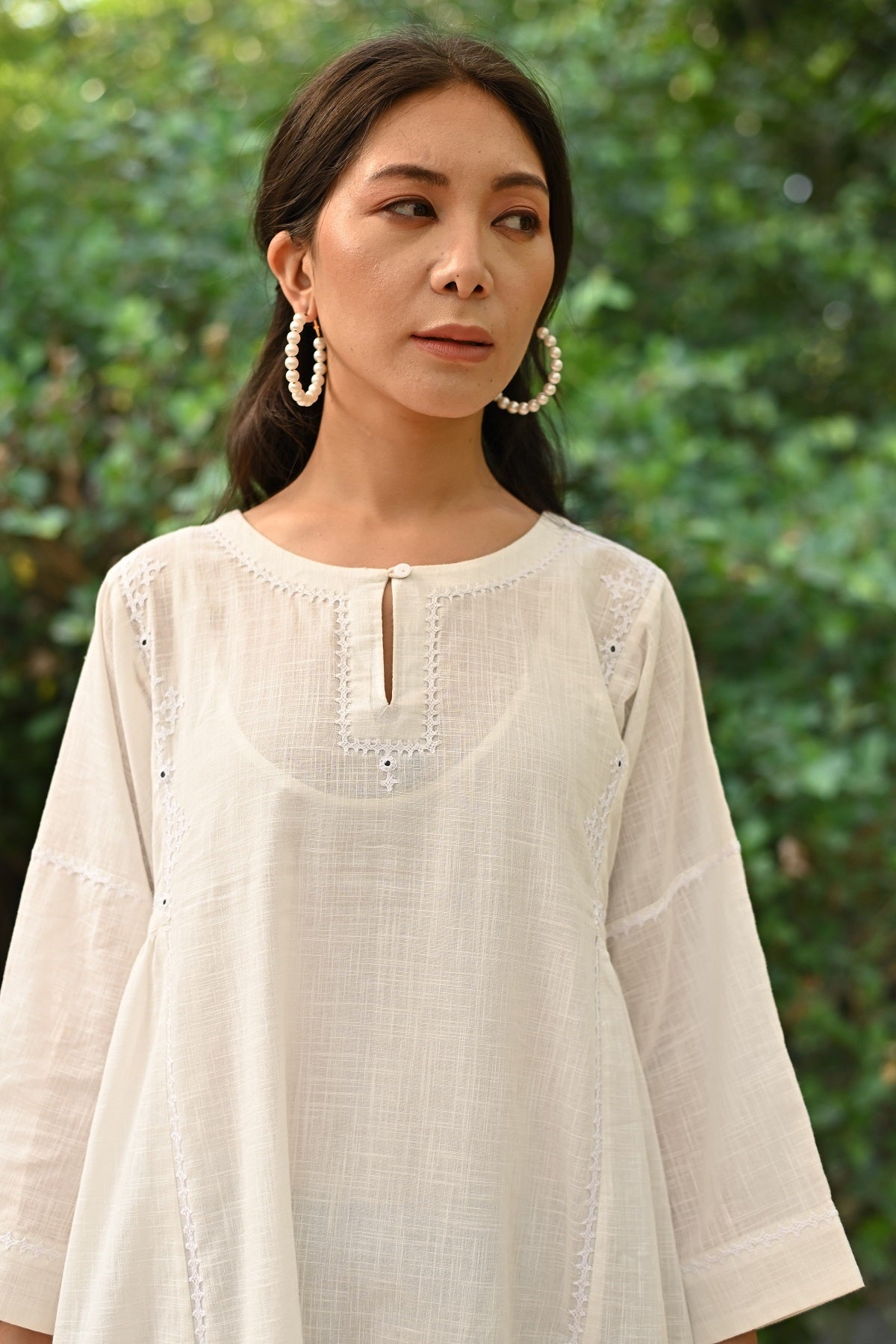 Jasmine Sindhi Hand Embroidered Cotton Round Neck Kurta