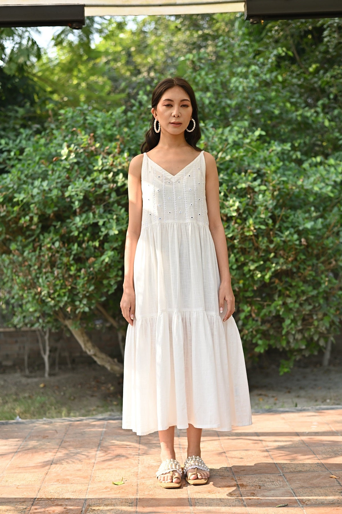 Jasmine Sindhi Hand Embroidered Cotton Strappy Dress