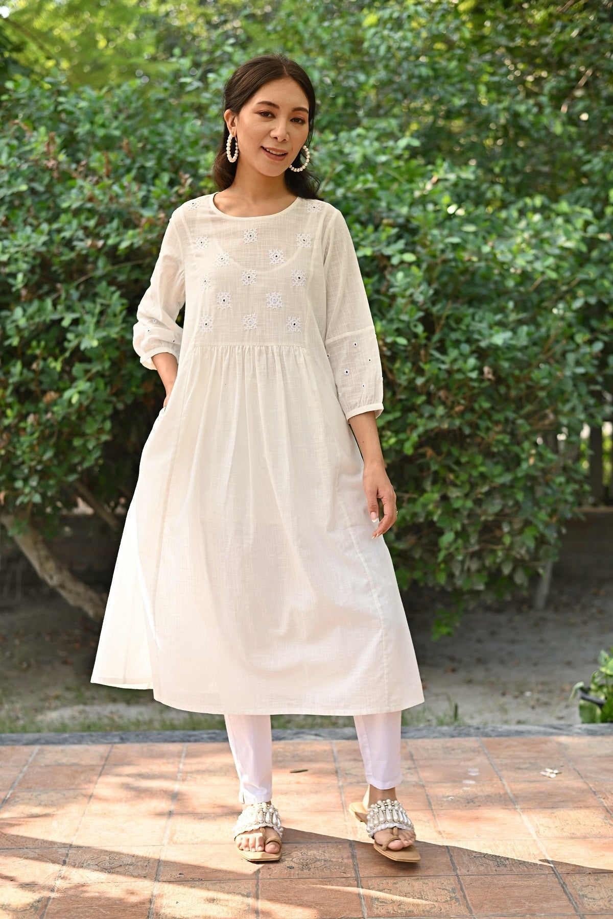 Jasmine Sindhi Hand Embroidered Cotton A-Line Dress