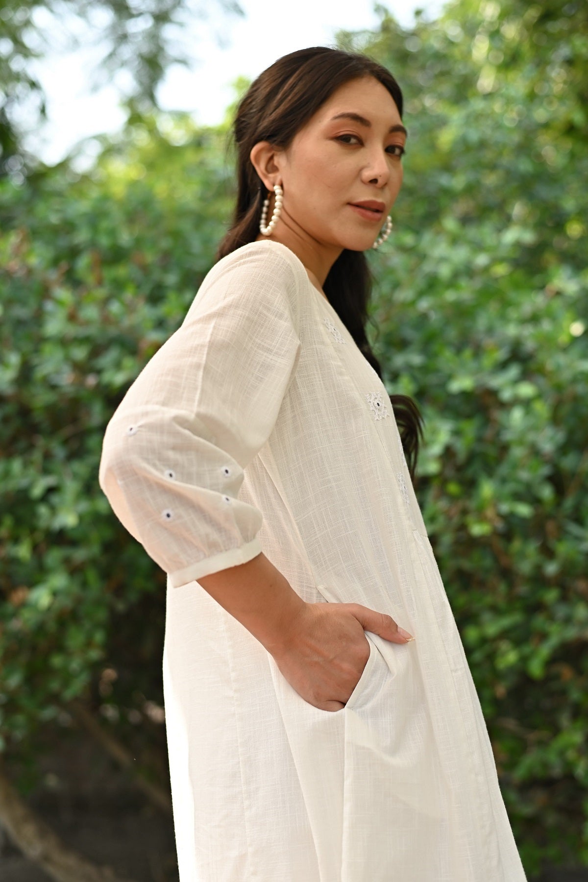 Jasmine Sindhi Hand Embroidered Cotton A-Line Dress