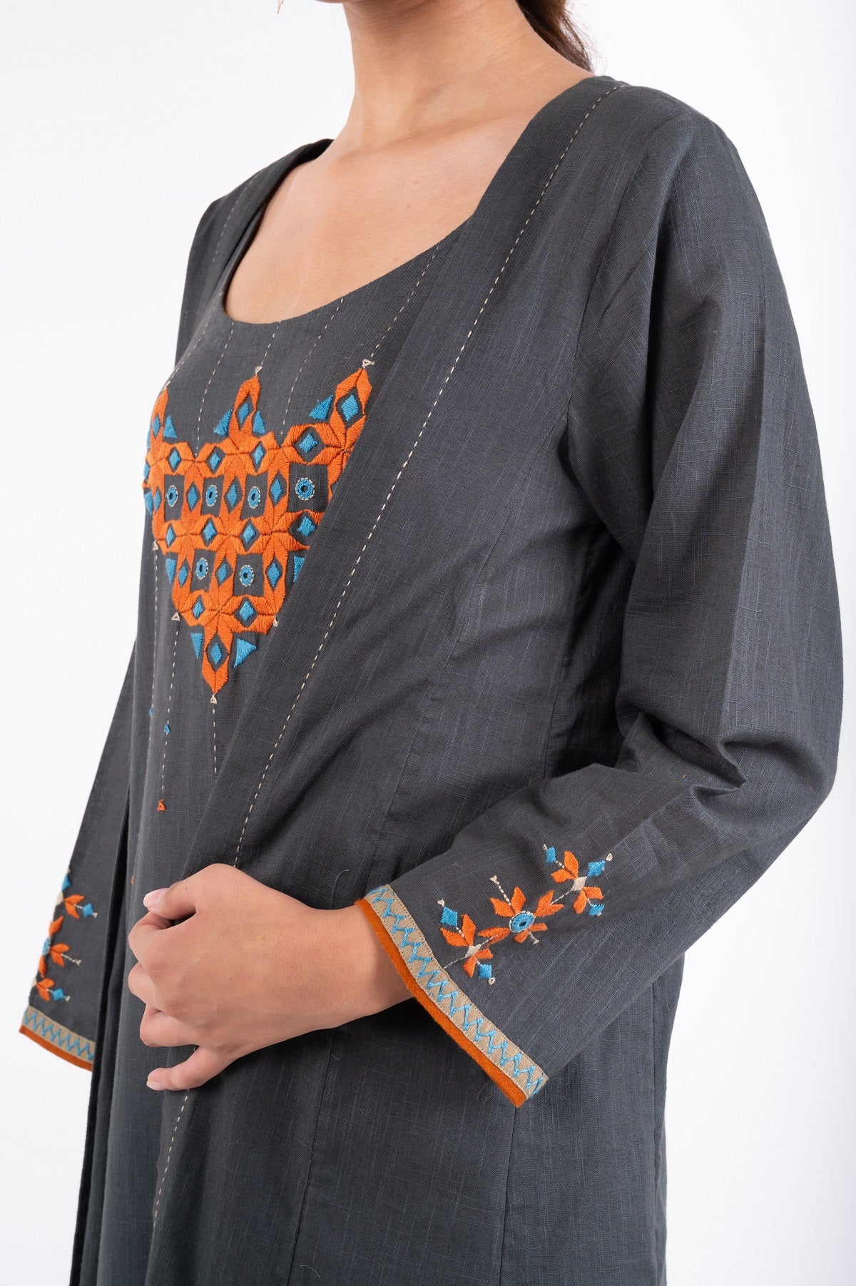 Naman Charcoal Soof Hand Embroidered Jacket