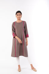 Pardis Grey Chikankari Round Neck Kurta