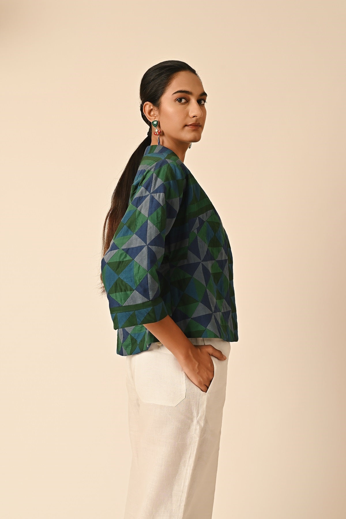 Rishta Front Open Green Ralli Jacket