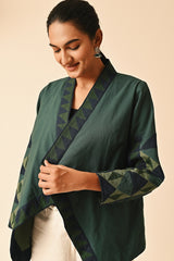 Rishta Handkerchief Hem Green Ralli Jacket