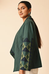 Rishta Handkerchief Hem Green Ralli Jacket