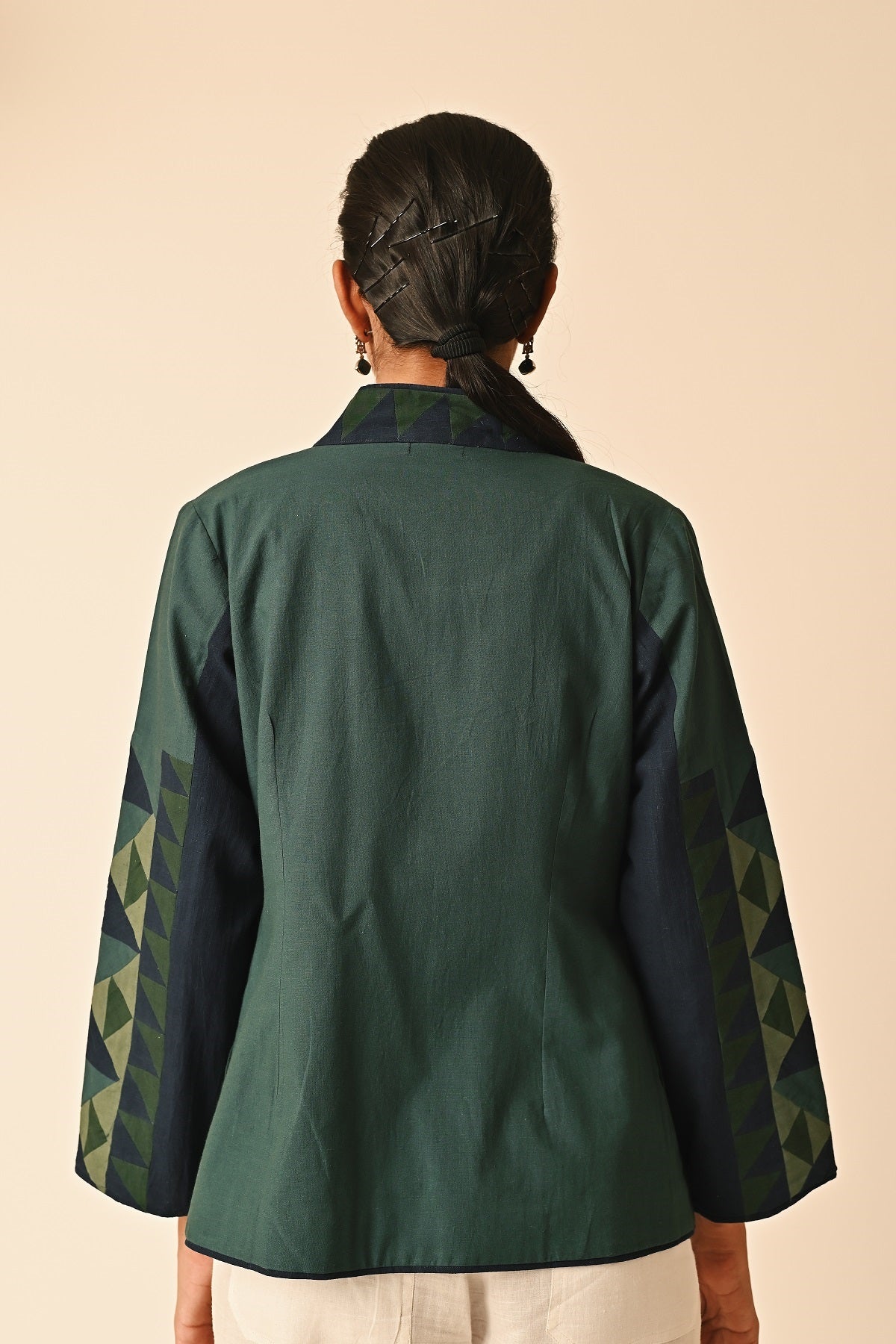 Rishta Handkerchief Hem Green Ralli Jacket