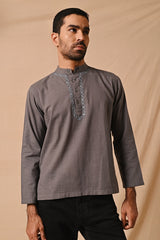 Ronav Chikankari Neckline Embroidered Short Kurta