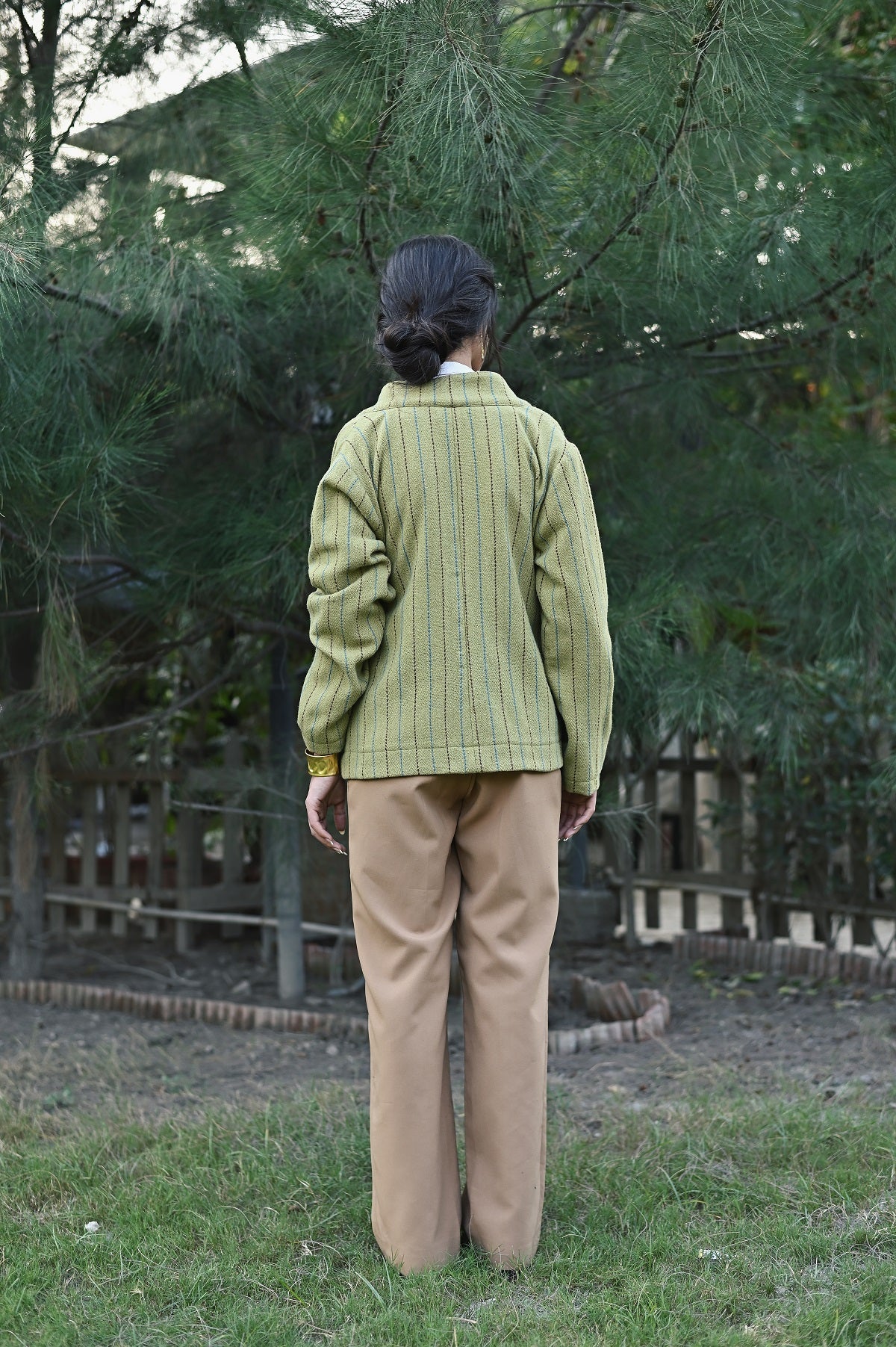 Wular Handwoven Woolen Green Full Sleeve Jacket