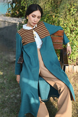 Wular Handwoven Woolen Blue Front Open Jacket