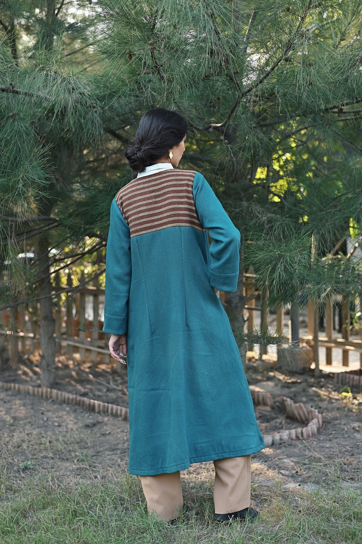 Wular Handwoven Woolen Blue Front Open Jacket