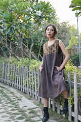 Wular Handwoven Woolen Navy Sleeveless Dress