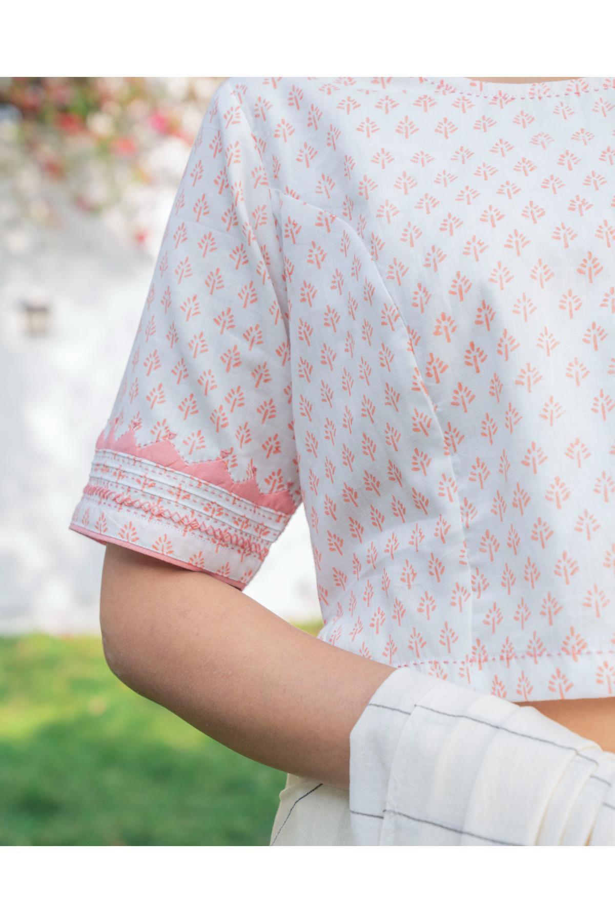 Suhani White Princess Cotton Blouse With Applique