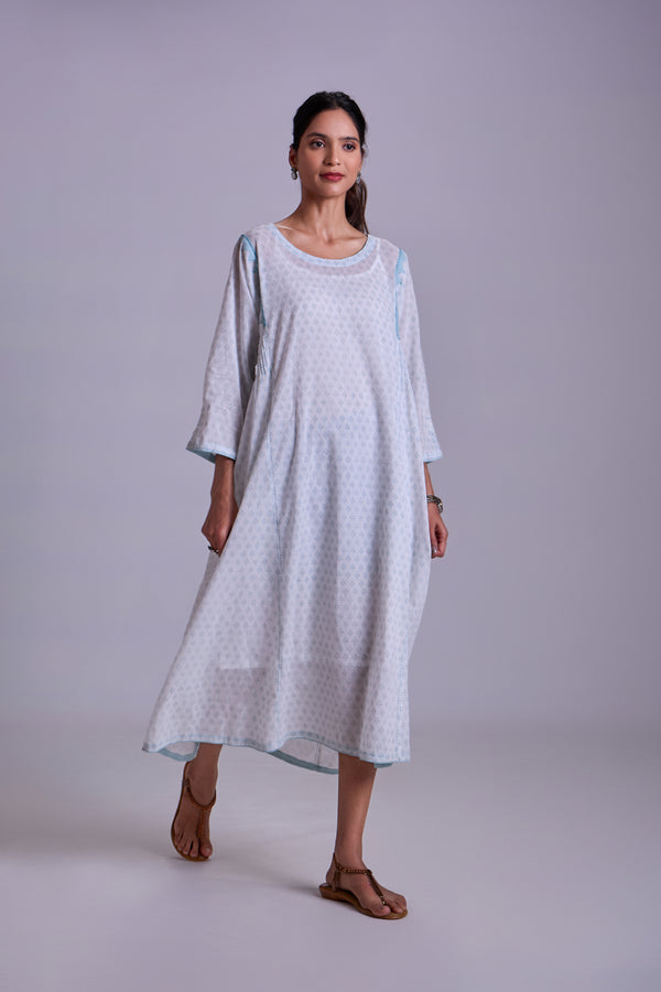 Suhani White A-Line Cotton Dress With Applique
