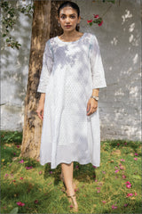 Suhani White A-Line Cotton Dress With Applique