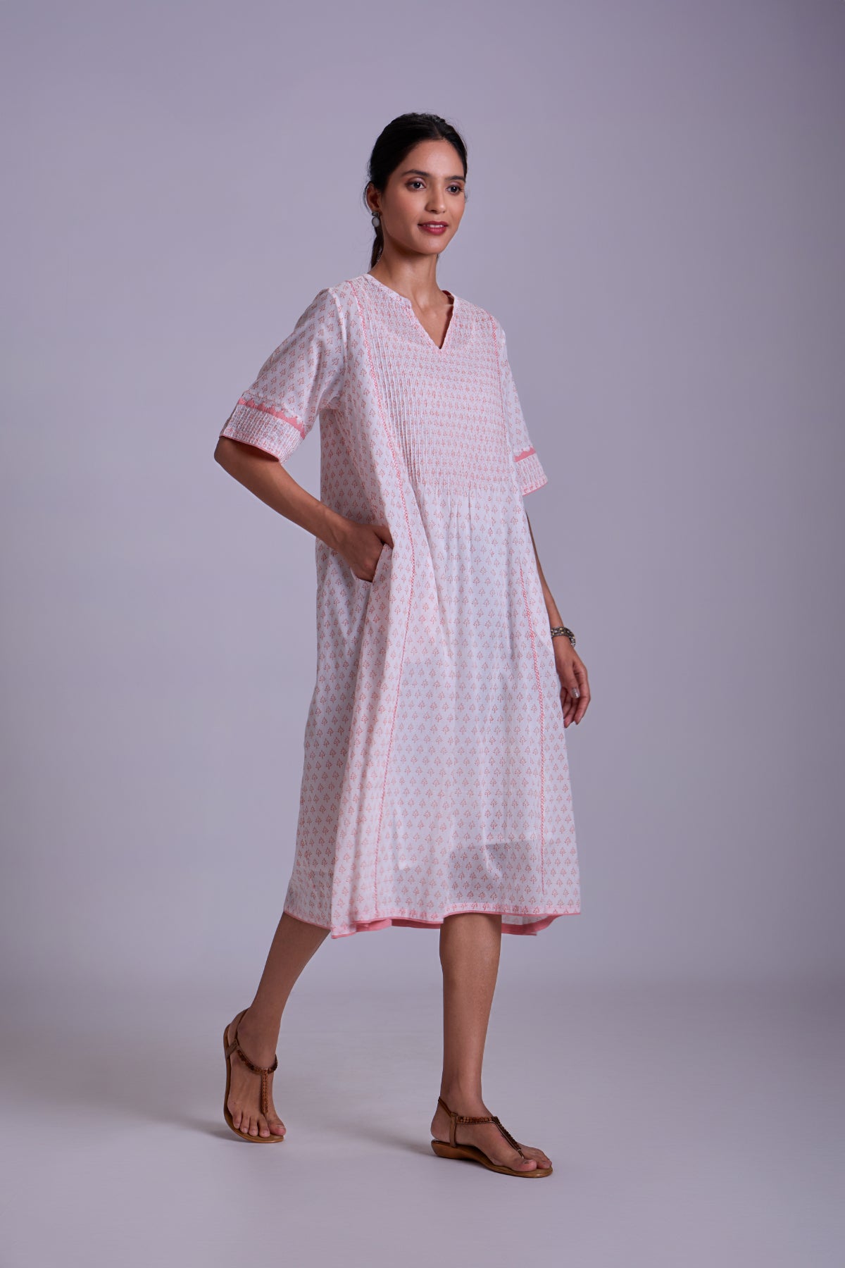 Suhani White Flared Cotton Dress With Applique