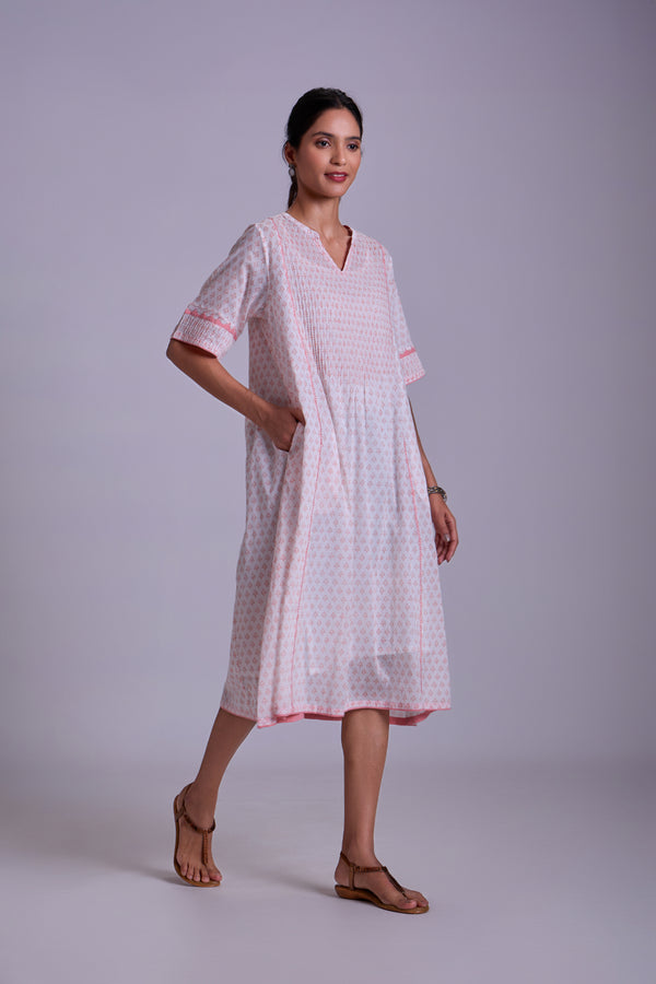 Suhani White Flared Cotton Dress With Applique