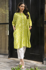 Suhani Lime Boxy-Fit Cotton Dress With Chikankari Hand Embroidery