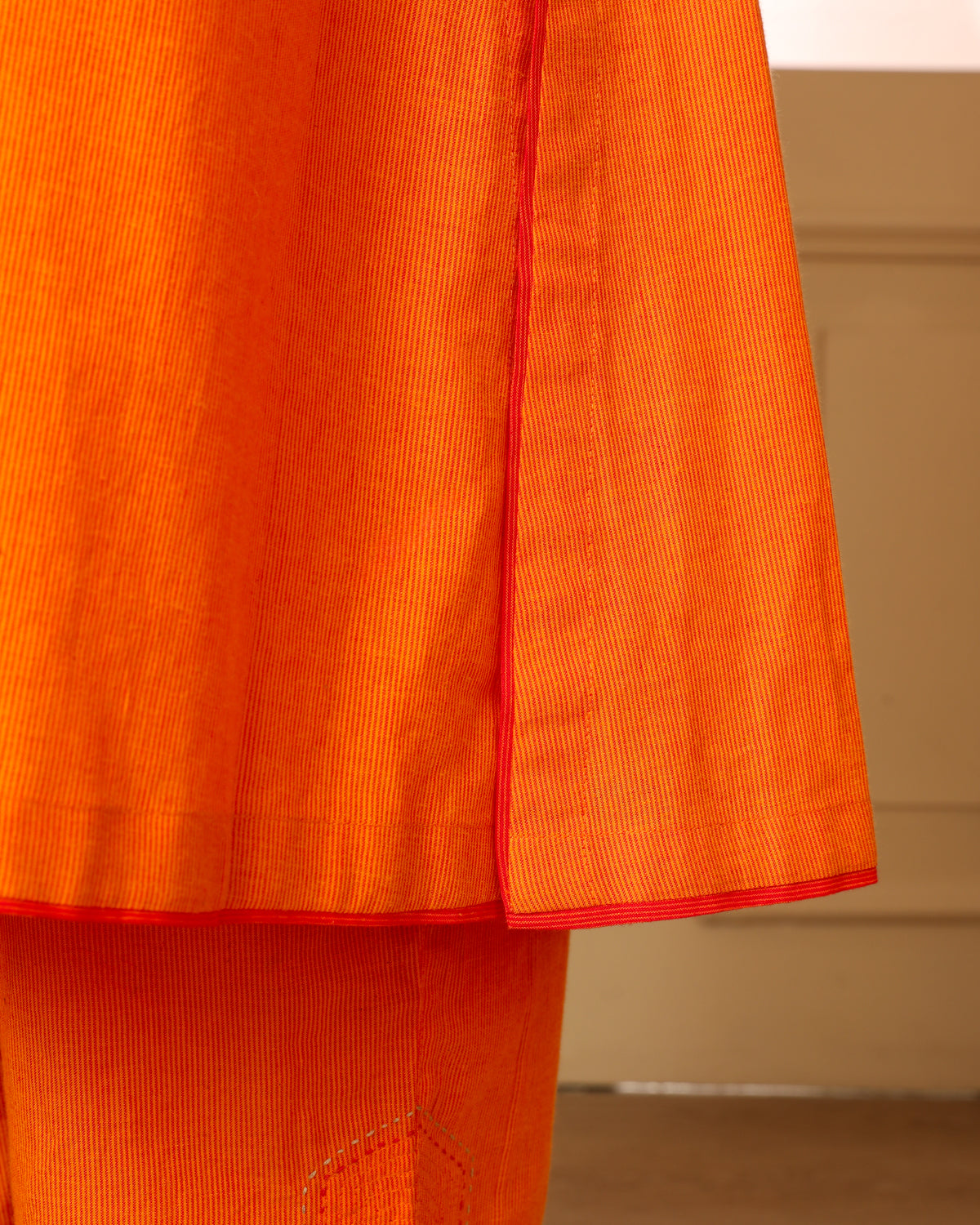 Aashvi Yellow Collar Mangalgiri Cotton Kurta With Soof Hand Embroidery