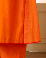 Aashvi Yellow Collar Mangalgiri Cotton Kurta With Soof Hand Embroidery