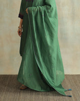 Pratha Green Chanderi Dupatta With Soof Hand Embroidery