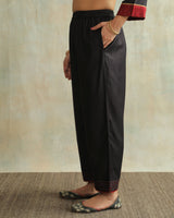 Pratha Black Straight-Fit Cotton Silk Pant With Soof Hand Embroidery