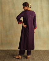 Pratha Jamuni Flared Cotton-Silk Kurta With Soof Hand Embroidery