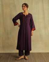 Pratha Jamuni Flared Cotton-Silk Kurta With Soof Hand Embroidery