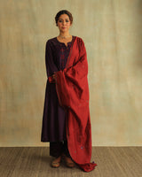 Pratha Jamuni Flared Cotton-Silk Kurta With Soof Hand Embroidery