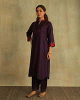 Pratha Jamuni  A-Line Cotton-Silk Kurta With Soof Hand Embroidery