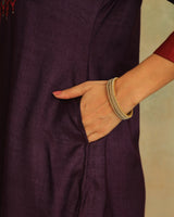 Pratha Jamuni  A-Line Cotton-Silk Kurta With Soof Hand Embroidery