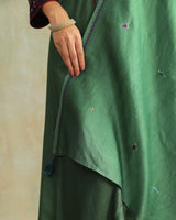 Pratha Green Chanderi Dupatta With Soof Hand Embroidery