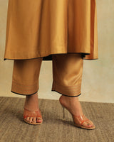 Pratha Badami Straight-Fit Cotton Silk Pant With Soof Hand Embroidery