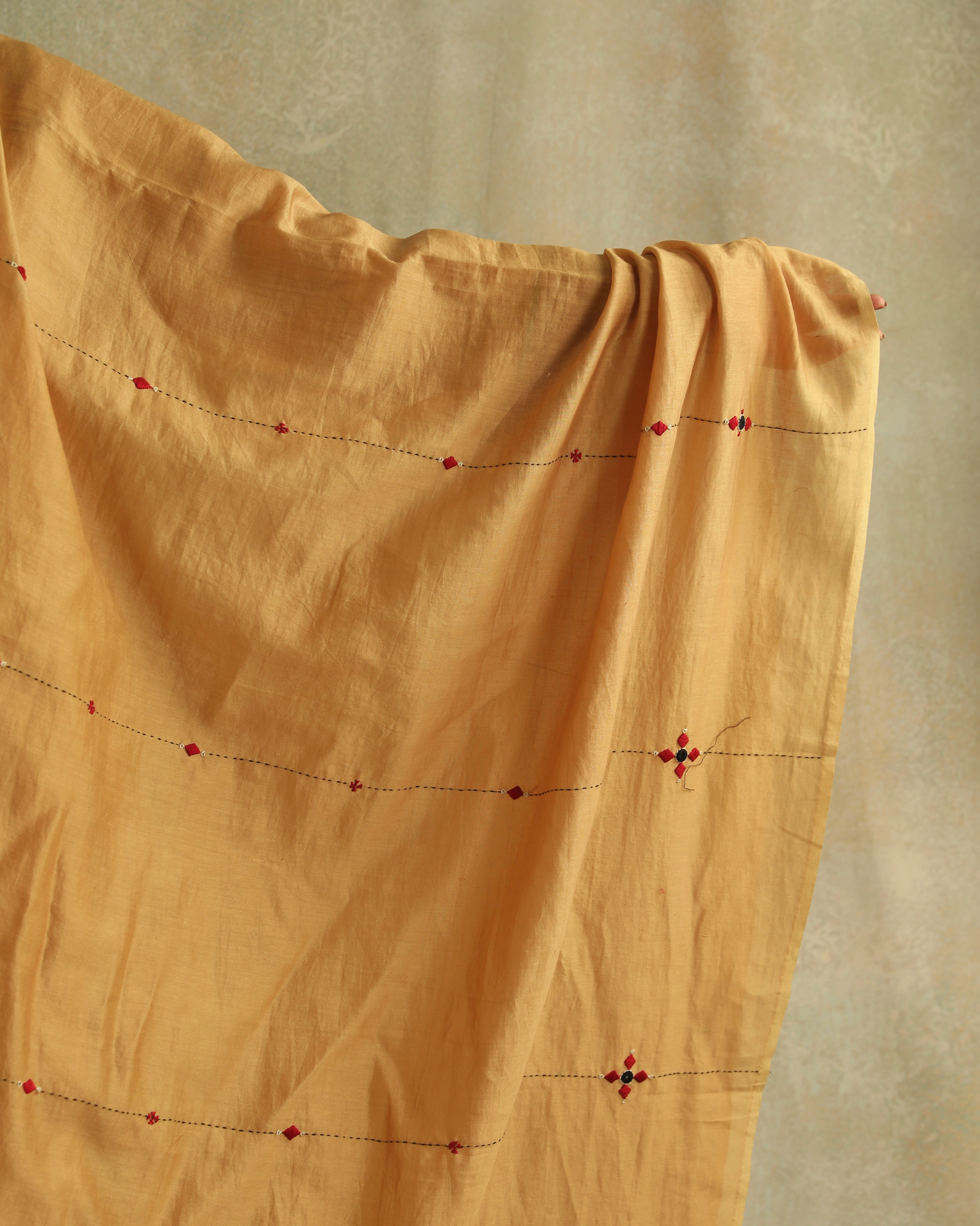 Pratha Badami Chanderi Dupatta With Soof Hand Embroidery