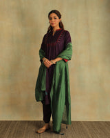 Pratha Jamuni  A-Line Cotton-Silk Kurta With Soof Hand Embroidery
