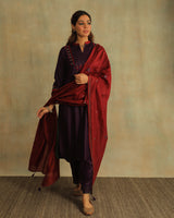 Pratha Jamuni  A-Line Cotton-Silk Kurta With Soof Hand Embroidery