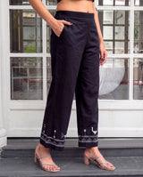 Bagh Cotton Black Hand Embroidered Bottom