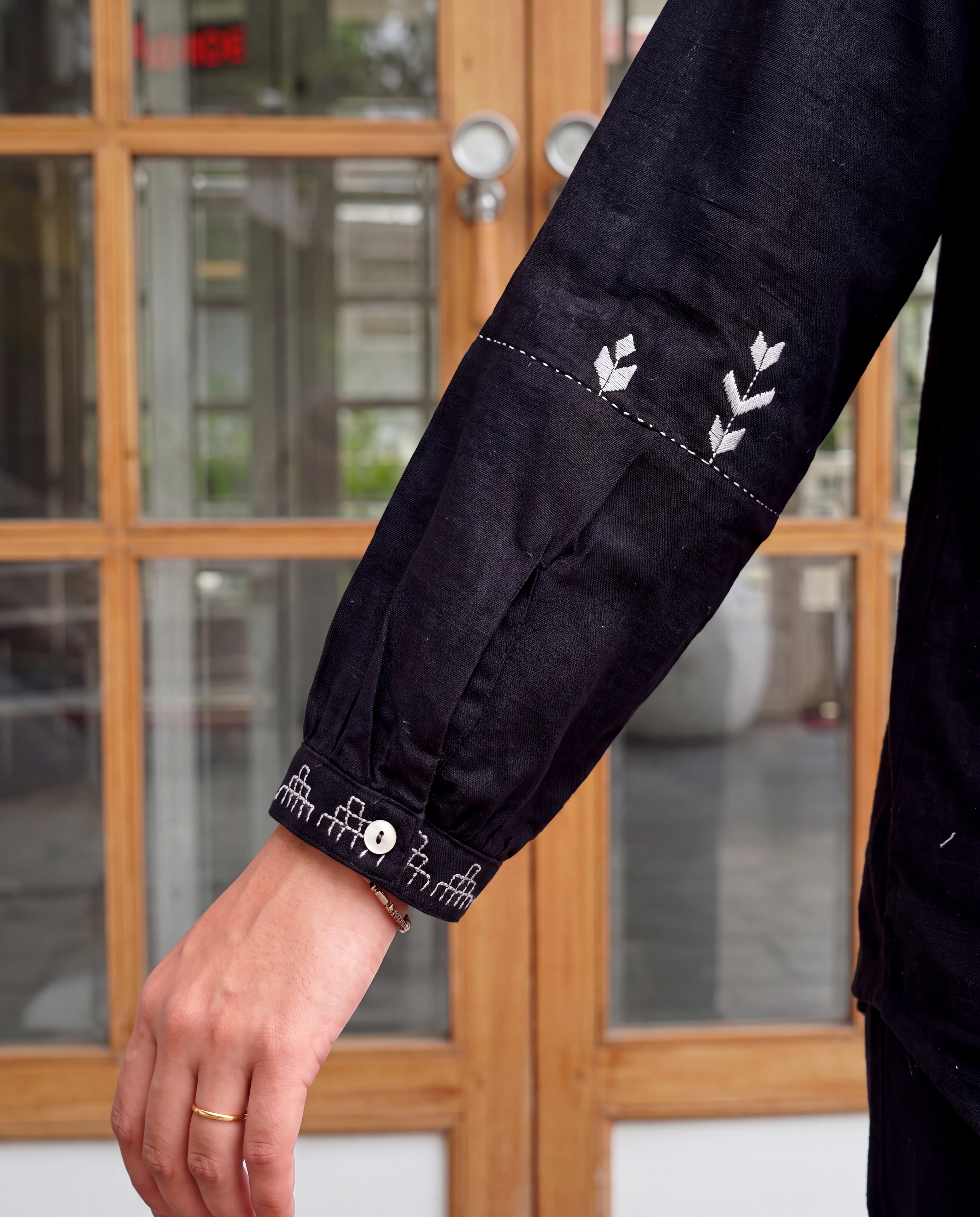 Bagh Cotton Full Sleeve Black Hand Embroidered Top