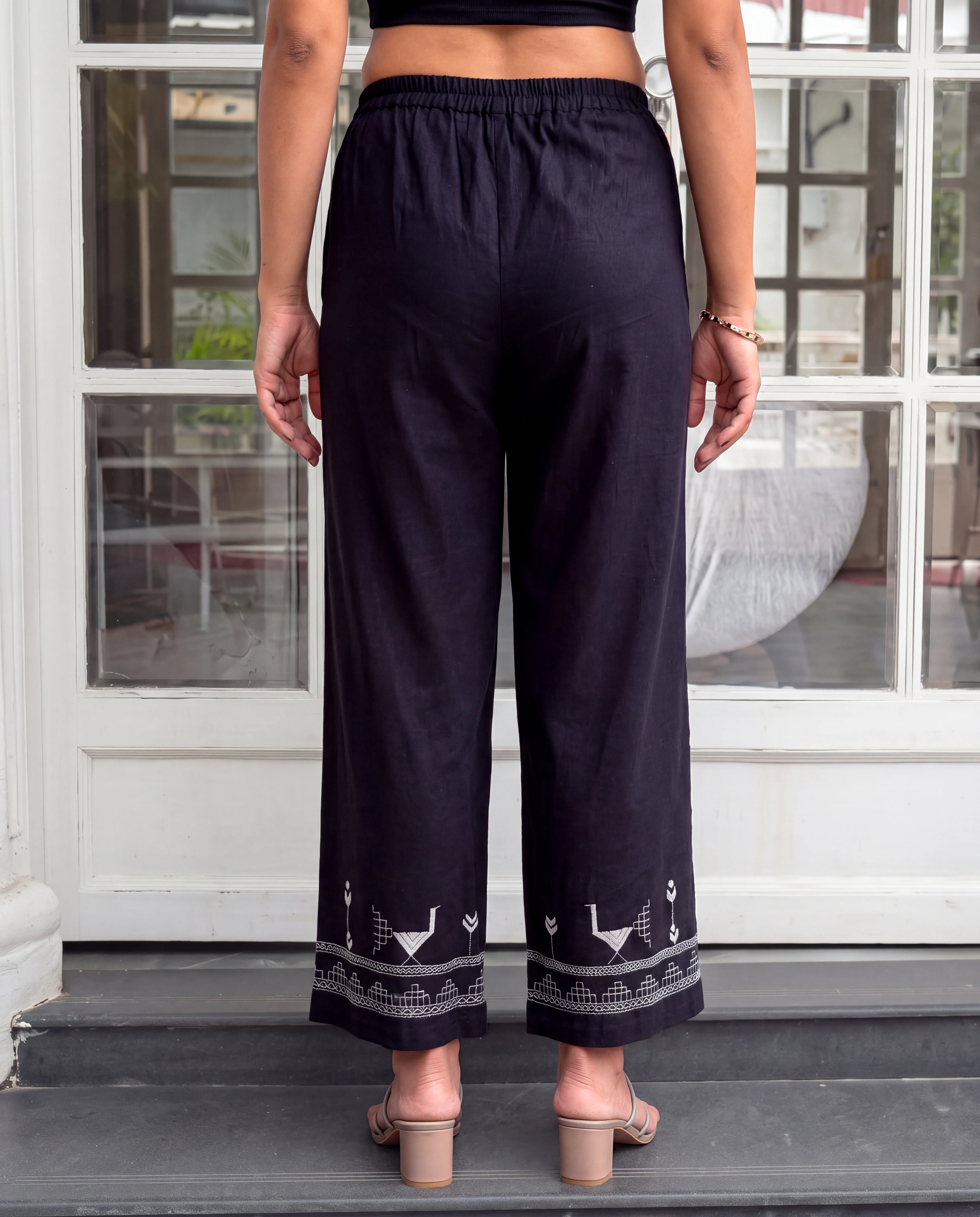 Bagh Cotton Black Hand Embroidered Bottom