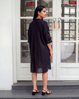 Bagh Cotton Half Sleeve Black Hand Embroidered Dress