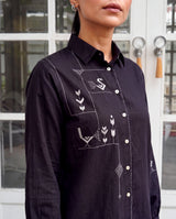 Bagh Cotton Full Sleeve Black Hand Embroidered Top
