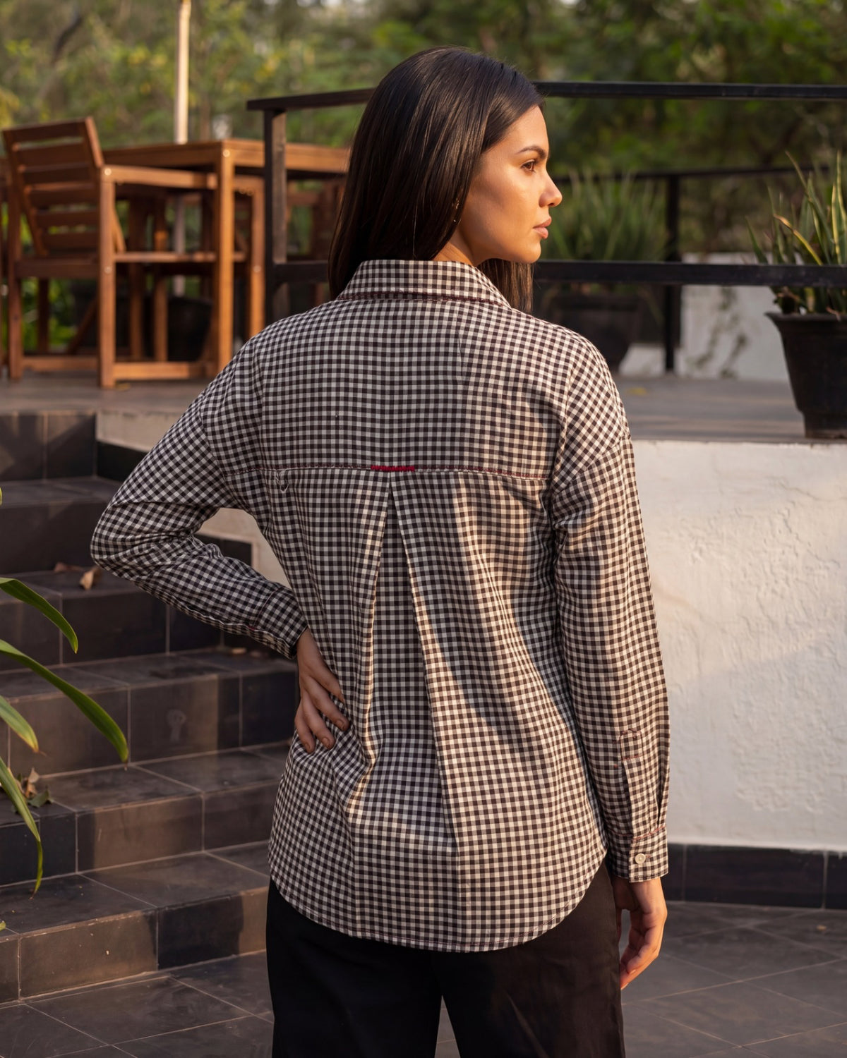 Dhwani Black & White Collared Shirt