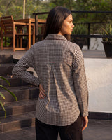 Dhwani Black & White Handloom Collared Shirt