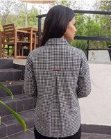 Dhwani Black & White Handloom Collared Shirt