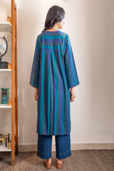 Haveli Crewel Blue Kimono Sleeve Kurta